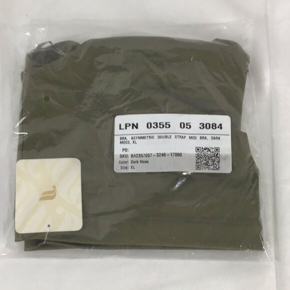 NWT Fabletics Asymmetrical Double Strap Midi Bra in Dark Moss Size XL - Picture 5 of 5